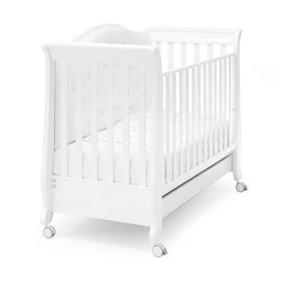 Soft crib with faux leather buttons - white