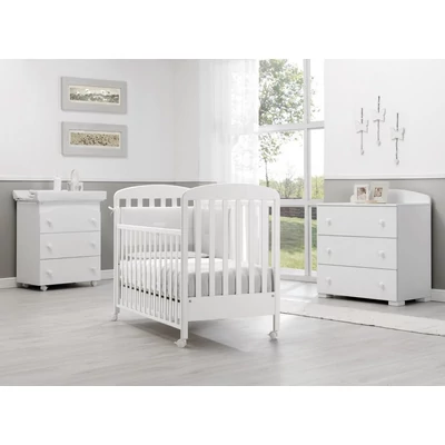 Nido chest of drawers with diaper changing and bathing kit, with 3 drawers - white