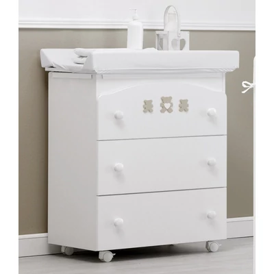 Molly chest of drawers with diaper changing and bathing kit, with 3 drawers - white-sand color