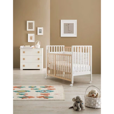 Cradle/Crib, Convertible, Adjustable Height, White-Natural – ER Evolution