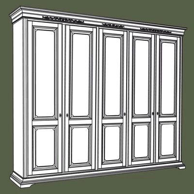 Edera Inlayed 5-doors wardrobe closet