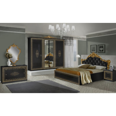 Anette klasszikus olasz stílusú hálószoba garnitúra, fekete-arany színben
