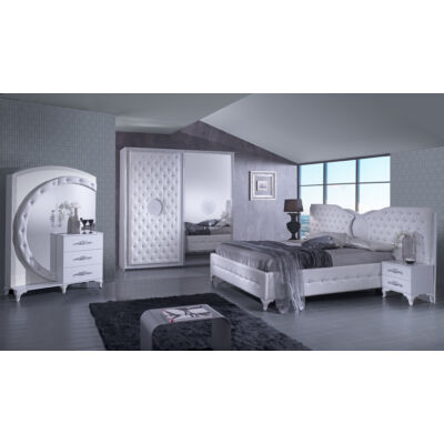Antalia modern olasz stílusú hálószoba garnitúra, fehér színben