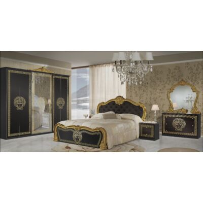 Vilma klasszikus olasz stílusú hálószoba garnitúra, fekete-arany színben