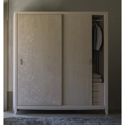 Eden 2-sliding doors wardrobe closet (with leaf motif)