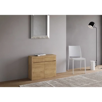 Evolve kihúzható dupla ülőpad zárt állapotban – természetes tölgy színváltozat