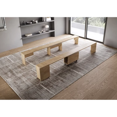 Evolve kihúzható dupla ülőpad nyitott állapotban – természetes tölgy színváltozat