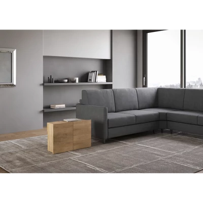 Evolve kihúzható ülőpad zárt állapotban – természetes tölgy színváltozat