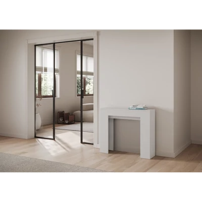 Slick konzolasztal zárt állapotban – fehér kőris színváltozat