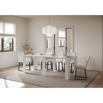 Slick konzolasztal nyitott állapotban – fehér kőris színváltozat