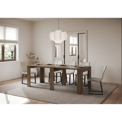 Slick konzolasztal nyitott állapotban – dió színváltozat