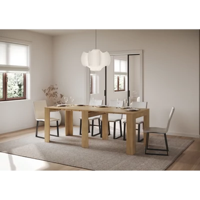 Slick konzolasztal nyitott állapotban – természetes tölgy színváltozat