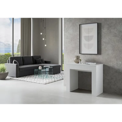 Extra konzolasztal zárt állapotban – fehér kőris színváltozat