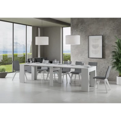 Extra konzolasztal nyitott állapotban – fehér kőris színváltozat