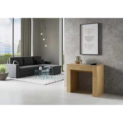 Extra konzolasztal zárt állapotban – természetes tölgy színváltozat