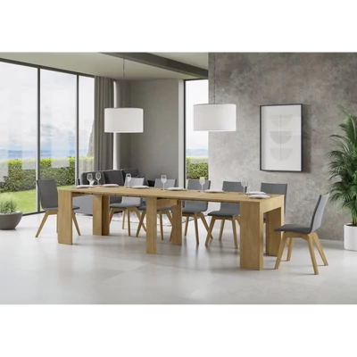 Extra konzolasztal nyitott állapotban – természetes tölgy színváltozat