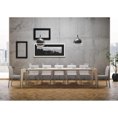 Isotta konzolasztal nyitott állapotban – 302 cm – fehér kőris színváltoazt