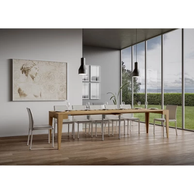 Isotta konzolasztal nyitott állapotban – 302 cm – természetes tölgy színváltozat