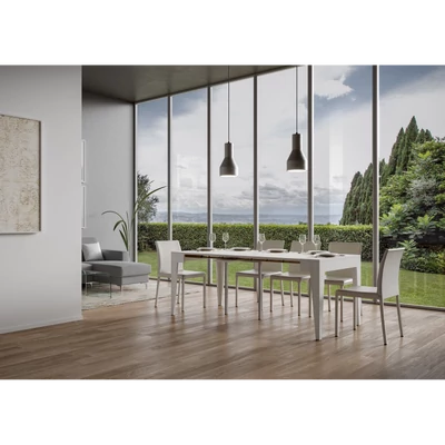 Isotta konzolasztal nyitott állapotban – 198 cm – fehér kőris színváltoazt