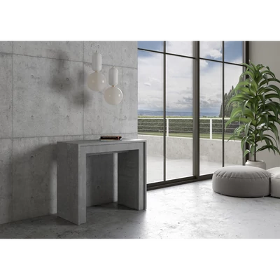 Mia konzolasztal zárt állapotban – 198 cm – cement színváltozat