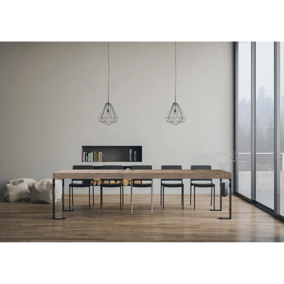 Tecno Premium konzolasztal nyitott állapotban – 300 cm – természetes tölgy színváltozat