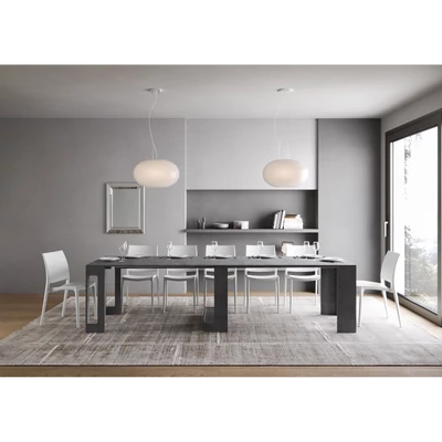 Evolve konzolasztal nyitott állapotban – antracit színváltozat