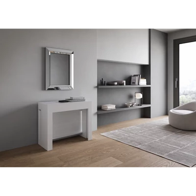 Evolve konzolasztal zárt állapotban – fehér kőris színváltozat