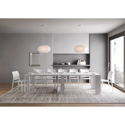 Evolve konzolasztal nyitott állapotban – fehér kőris színváltozat