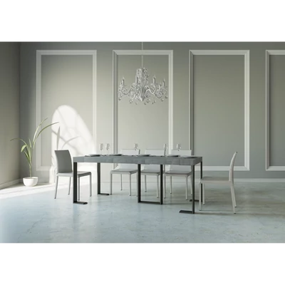 Sintesi Premium konzolasztal nyitott állapotban – 196 cm – cement színváltozat