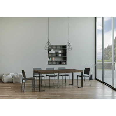 Tecno Premium konzolasztal nyitott állapotban – 196 cm – dió színváltozat