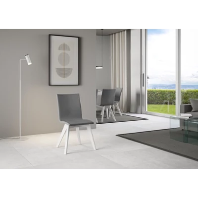 Trudy szék szürke műbőrrel – fehér kőris színváltozat