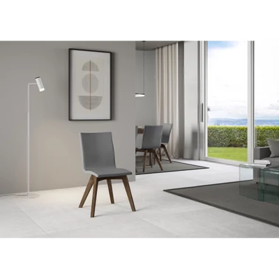 Trudy szék szürke műbőrrel – dió színváltozat