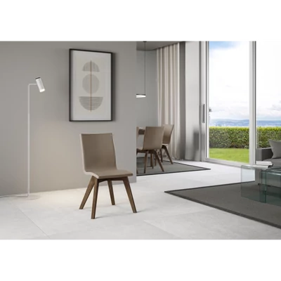 Trudy szék galambszürke műbőrrel – dió színváltozat