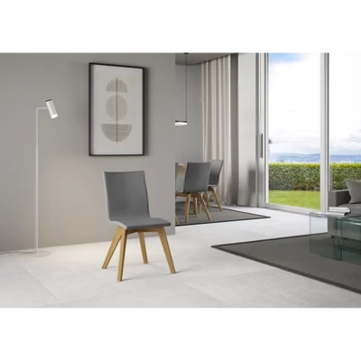 Trudy szék szürke műbőrrel – természetes tölgy színváltozat