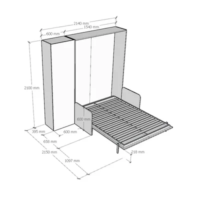 Kentaro Sofà Cabinet bed - 214 cm