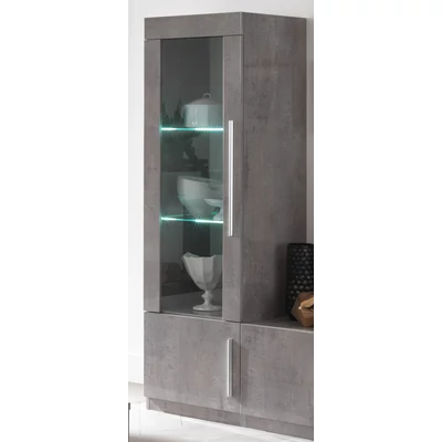 LM Greta Day 1-door display cabinet with LED-lighting - grey marble