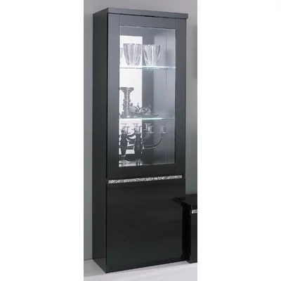 Fekete vitrines szekrény LED-világítással, 1 ajtós – LM Roma Cromo Day