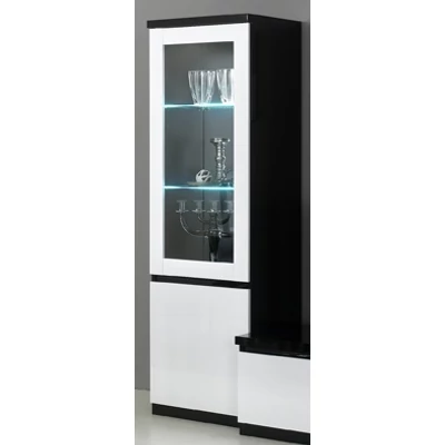 LM Roma Day 1-door display cabinet with LED-lighting - black-white