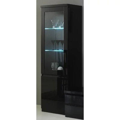 LM Roma Day 1-door display cabinet with LED-lighting - black