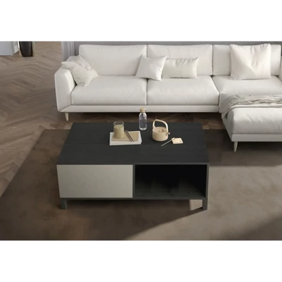 Bézs-sötétbarna dohányzóasztal; polcos – LM Venus Day