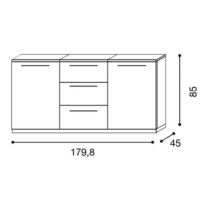 Easy 2-doors buffet chest of drawers with 3 drawers