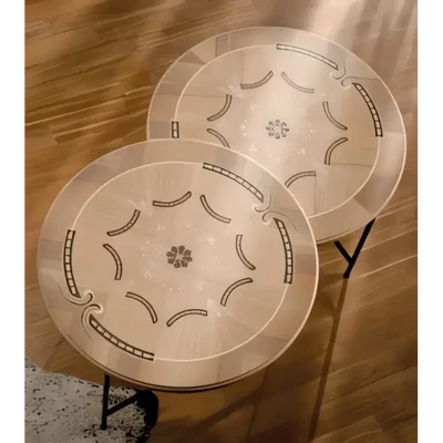 2 Lamp Tables with Metal Legs, with Inlay – Morello 3438