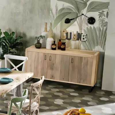 Bézs tálalószekrény, 3 ajtós – Morello 2038