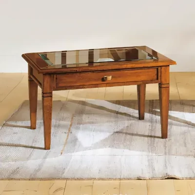 Dohányzóasztal 1 fiókkal, üveg asztallappal – Morello 3401