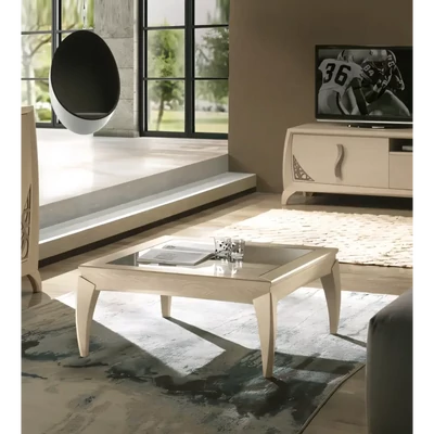 Dohányzóasztal, négyzet alakú, üveg asztallappal – Morello 3415