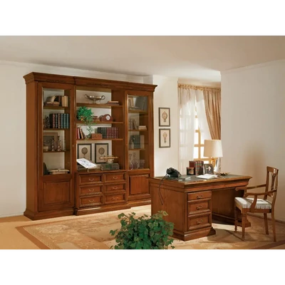 Bookshelf with Carved Decoration, 2-Door, with 6 Drawers – Morello 3875