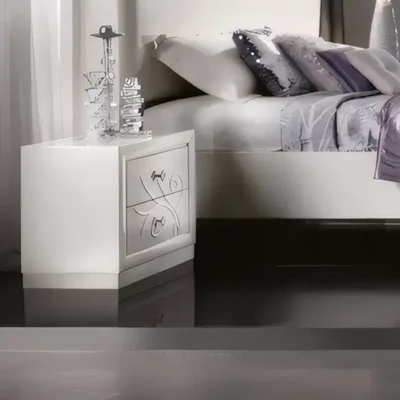 Éjjeliszekrény 2 fiókkal, domború (relief) díszítéssel – Morello 4058