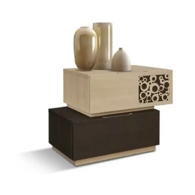 Chest of Drawers with 2 Nightstands, with Openwork Decoration, Closed Dust-Free Base – Morello 4389
