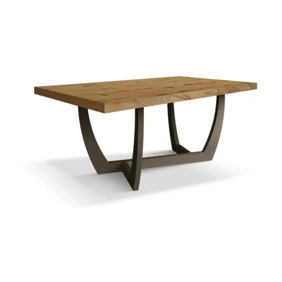 Étkezőasztal, rusztikus tölgy asztallappal, kőrisfa lábakkal, egyenes szegéllyel, 180x90 cm – Morello 2248