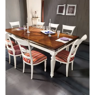 Dining Table, with Inlay, with Turned Legs – Morello 2285